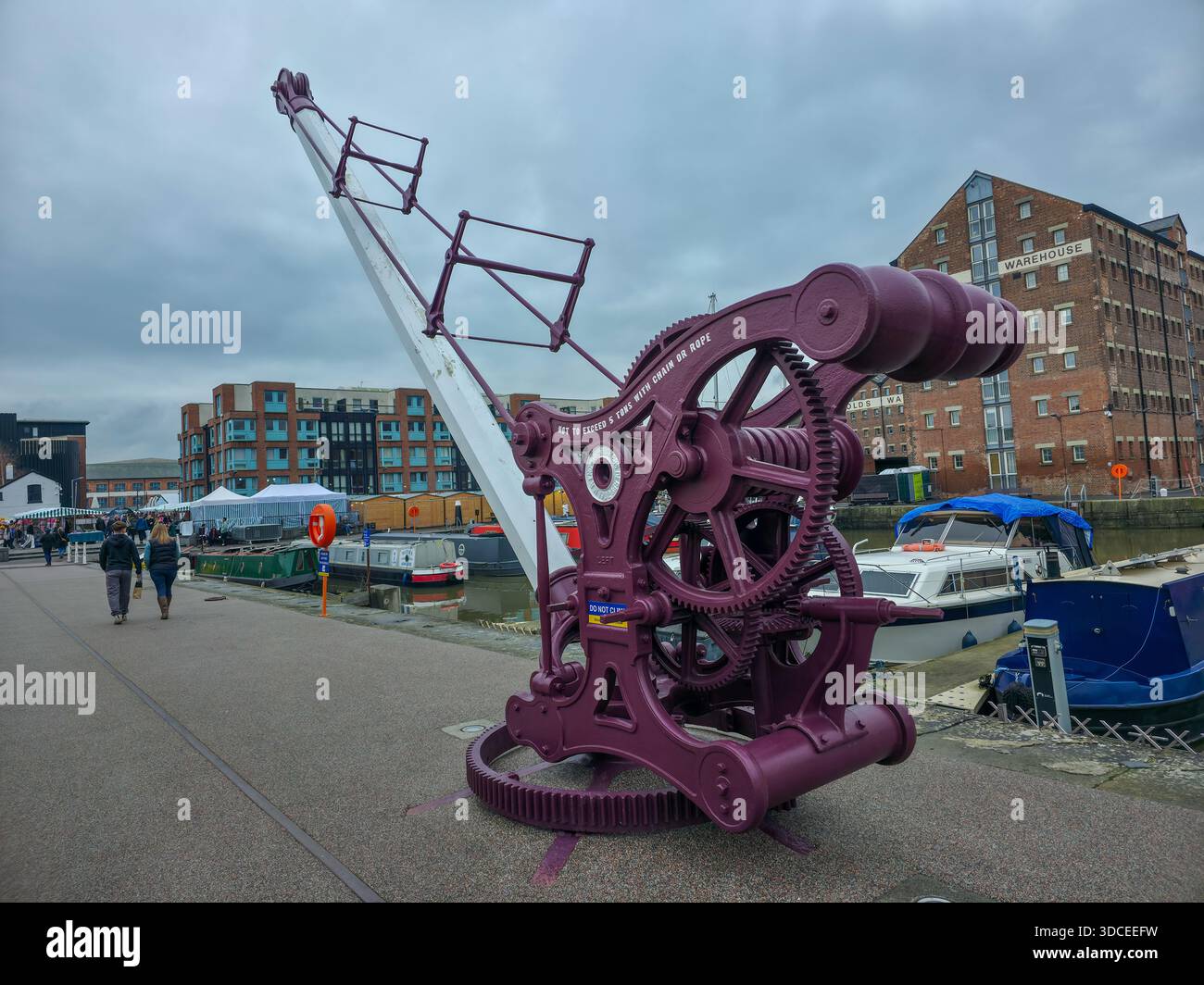 Storica Fairbairn Crane presso Gloucester Docks, Gloucestershire, Inghilterra Foto Stock