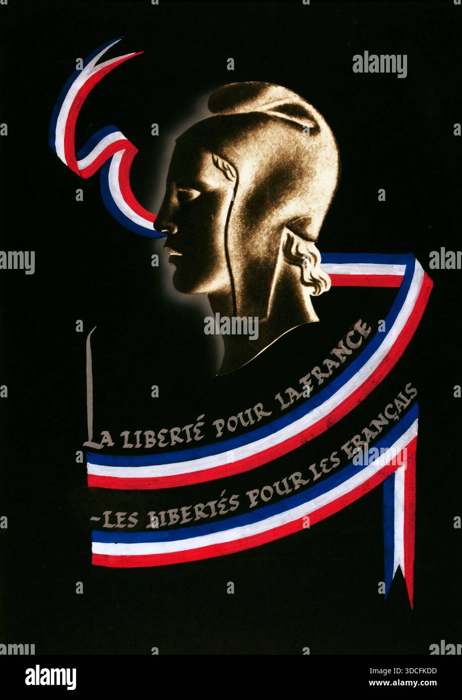 Marianne - unità di forza - la liberte pour la France - libertà per la Francia - poster propagandistico della seconda guerra mondiale. Artista sconosciuto Foto Stock