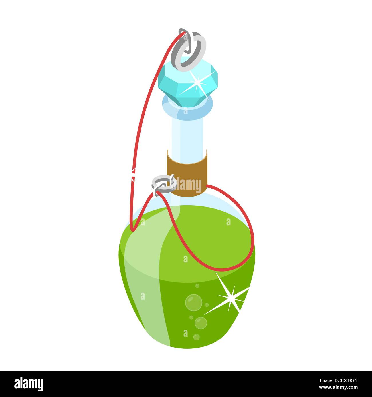 Set piatto isometrico 3D di pozioni magiche, flaconi con elisir alchimista. Punto 2 Foto Stock