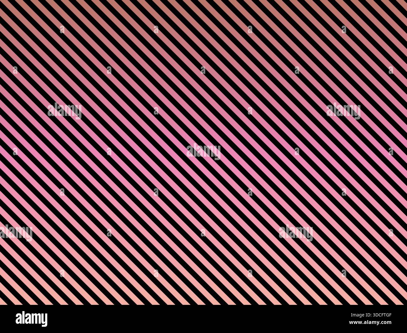 Vivace illustrazione di strisce diagonali rosa e nere che formano un motivo sfumato, creando uno sfondo dinamico con un mix di colori caldi Illustrazione Vettoriale