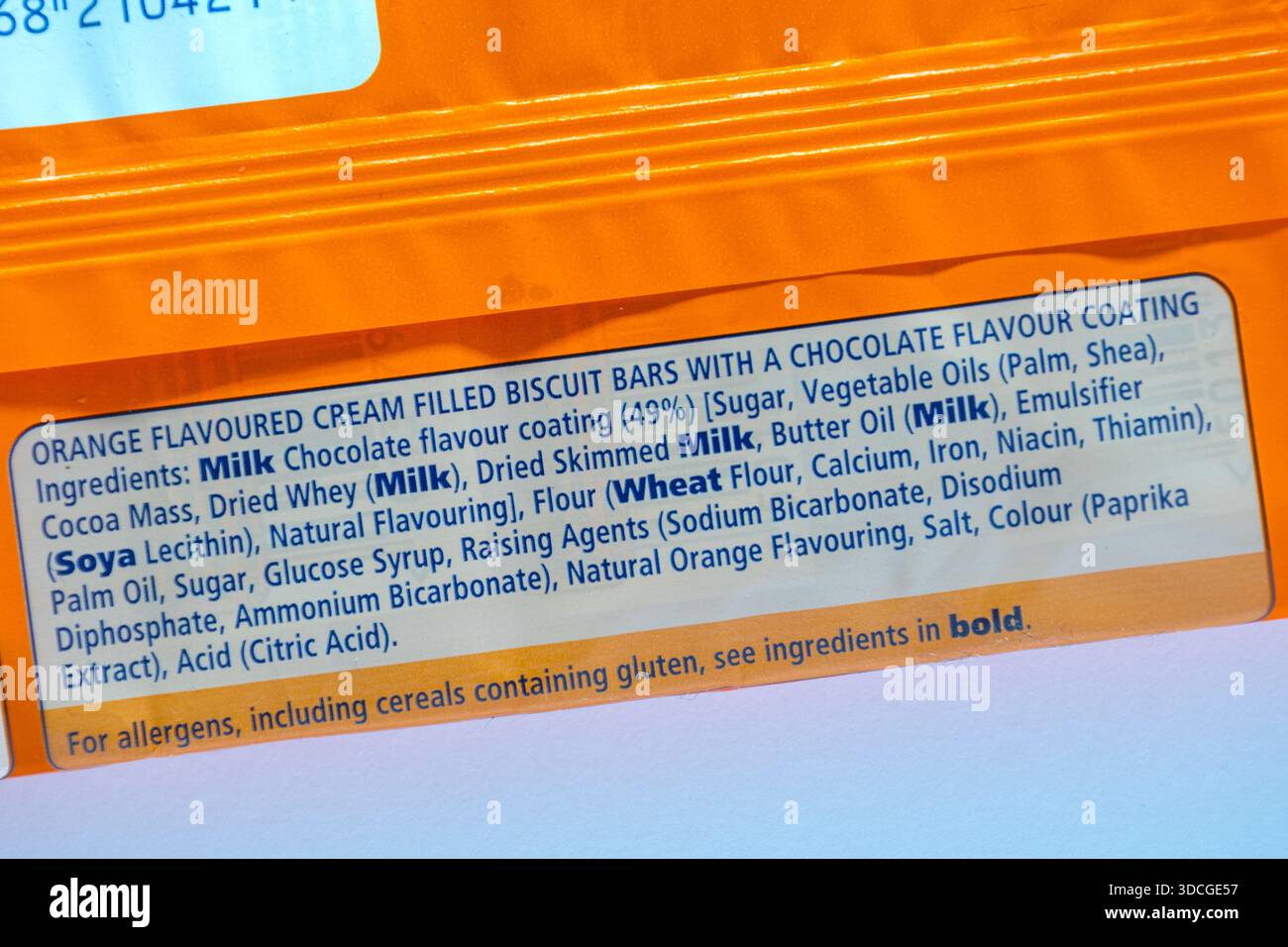 Orange Club Biscuits, nel 2025 chiamati cioccolato aromatizzato al posto dei biscotti al cioccolato a causa del minor contenuto di cioccolato Foto Stock