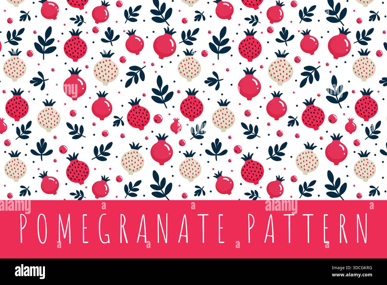 Simpatico sfondo Doodle disegnato a mano con motivo senza cuciture Melograno. Illustrazione Vettoriale