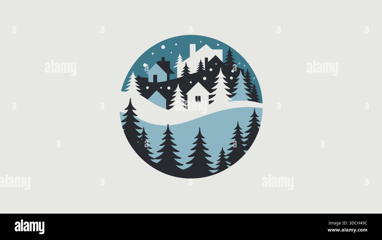 Accogliente cabina di montagna in inverno Illustrazione Vettoriale