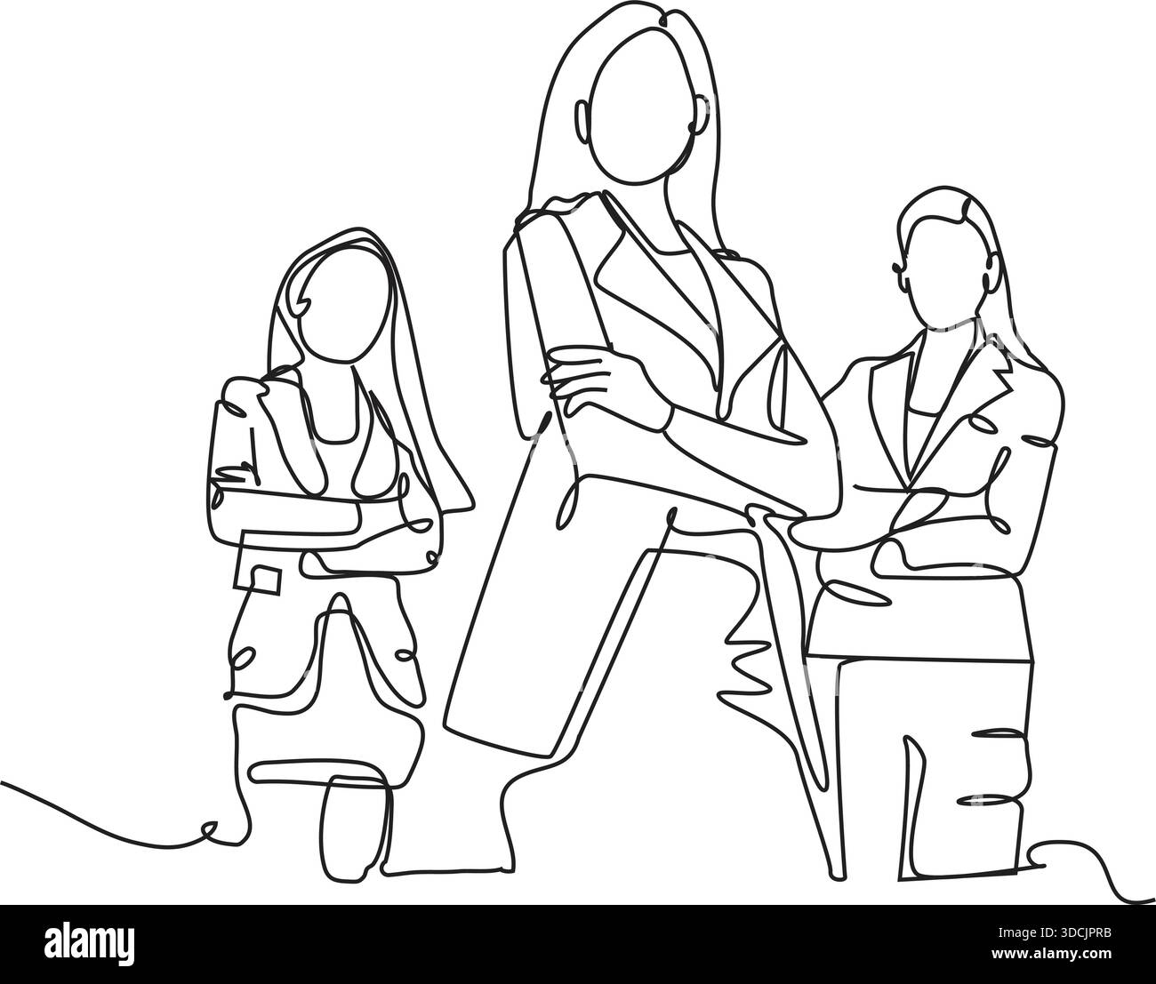 Le donne professionali potenziano la continua arte della linea per il design moderno Illustrazione Vettoriale