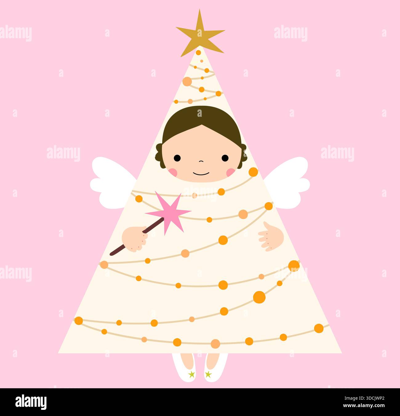 Carino e divertente biglietto d'auguri geometrico vettoriale dell'angelo di Natale per i disegni e i poster delle feste Illustrazione Vettoriale