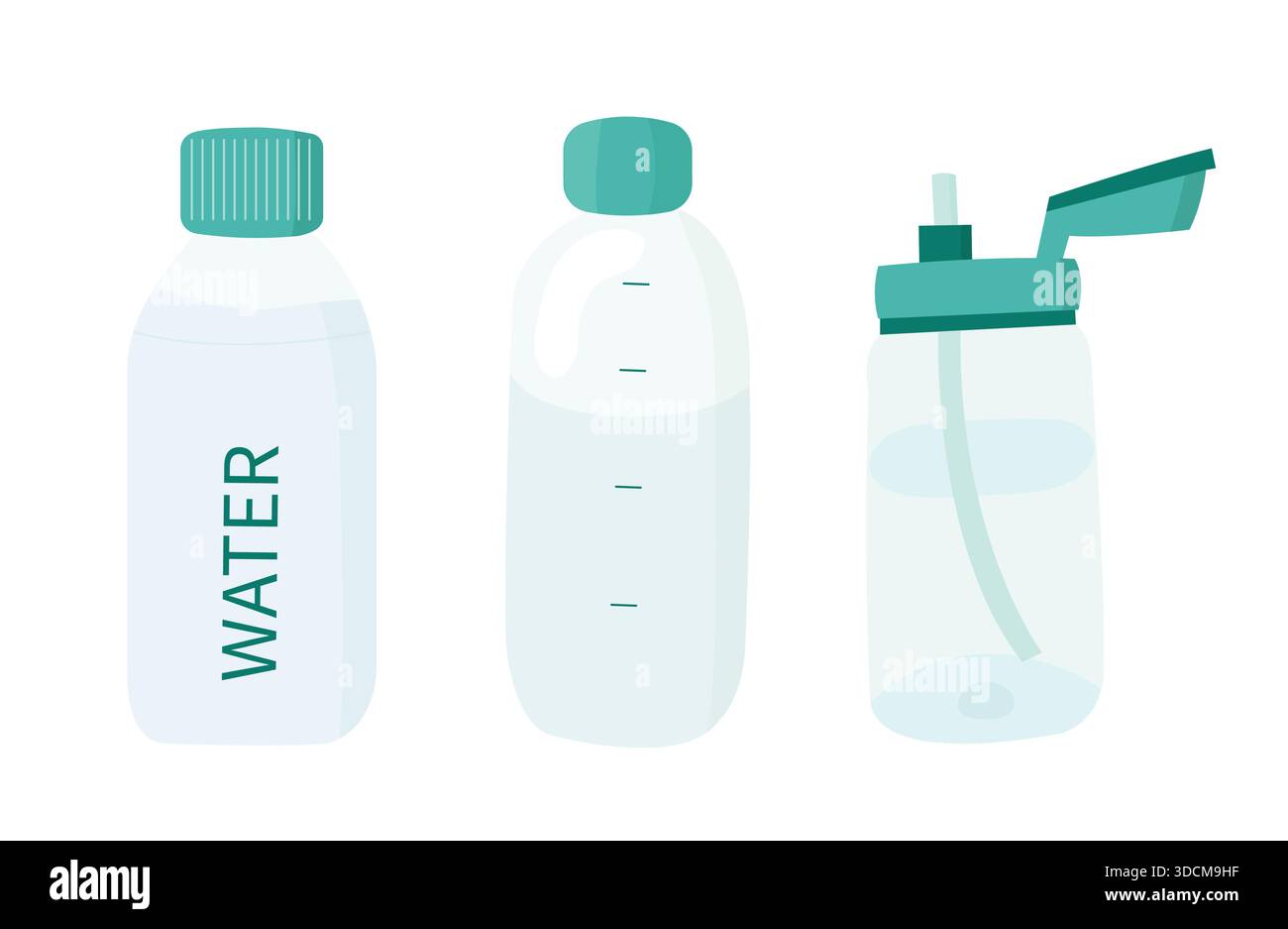 Set di illustrazioni di bottiglie d'acqua per il branding Illustrazione Vettoriale