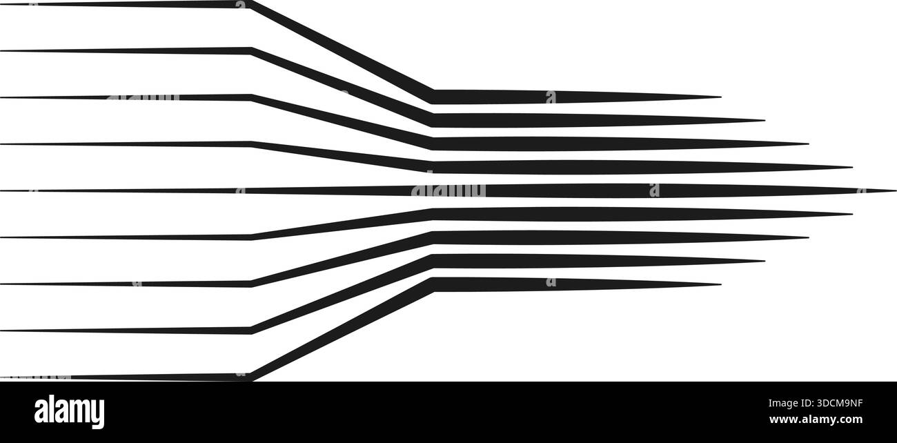 Linee parallele che convergono verso un punto centrale e si estendono in avanti. Illustrazione Vettoriale