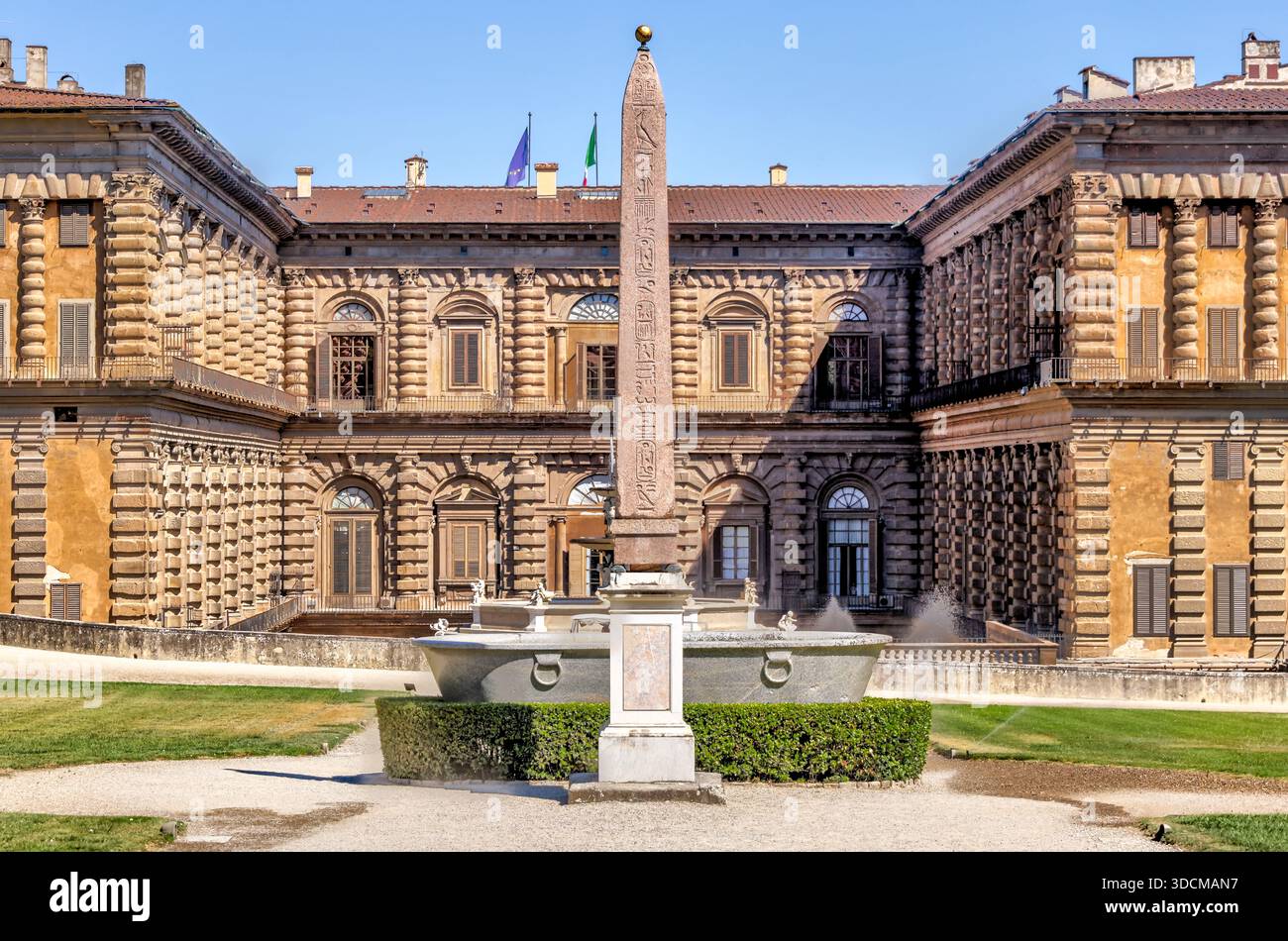 Cortile interno di Palazzo Pitti a Firenze, Toscana, Italia. Foto Stock