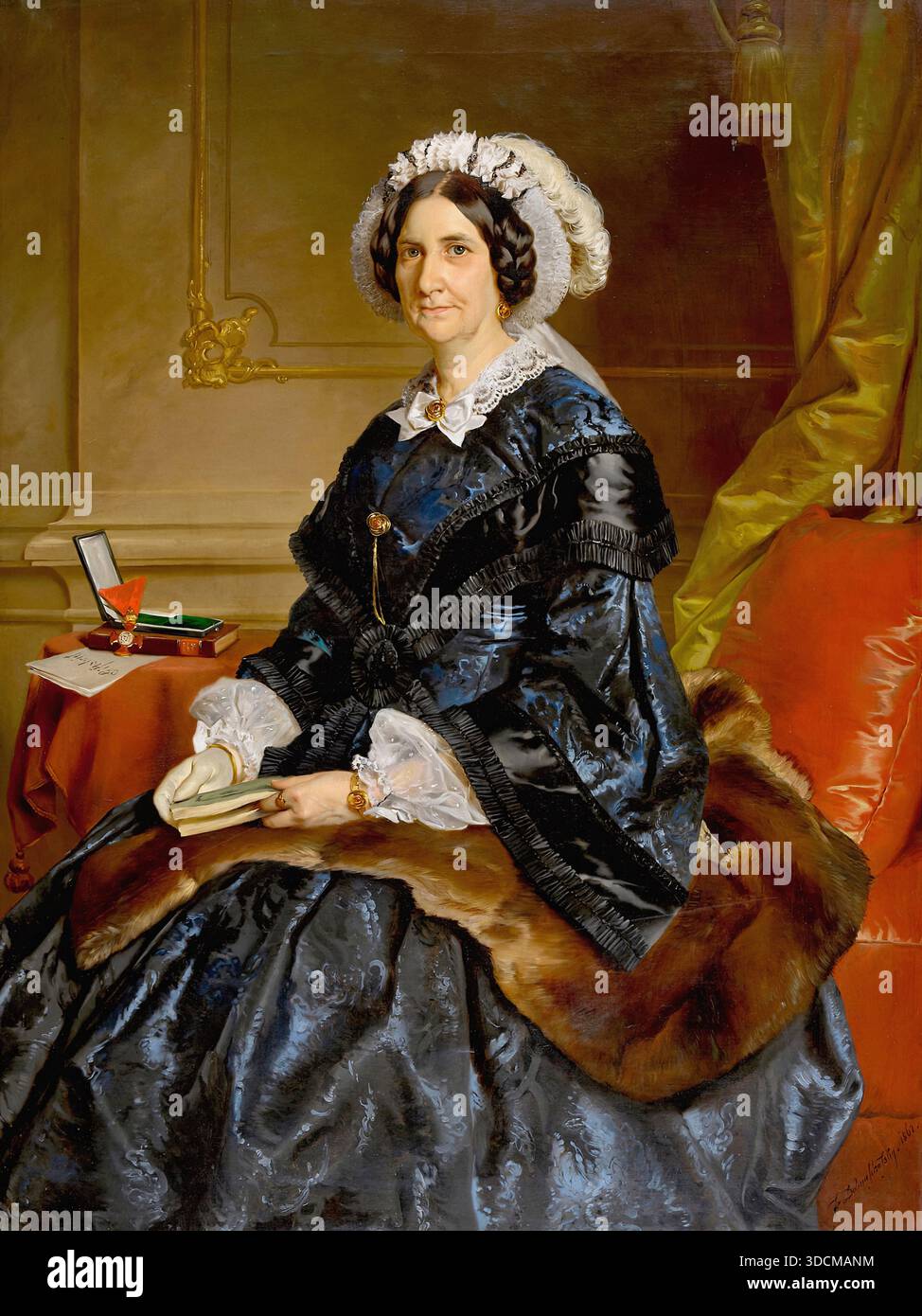 Franz Joseph von Dobiaschofsky - Sitzende Vornehme Dame MIT Stiftsbrief und Franz-Joseph-Verdienstkreuz Foto Stock