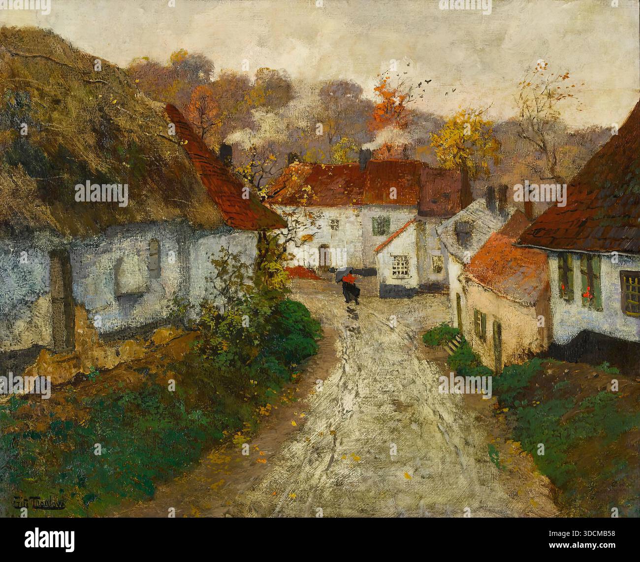Frags Thaulow - una strada del villaggio francese Foto Stock