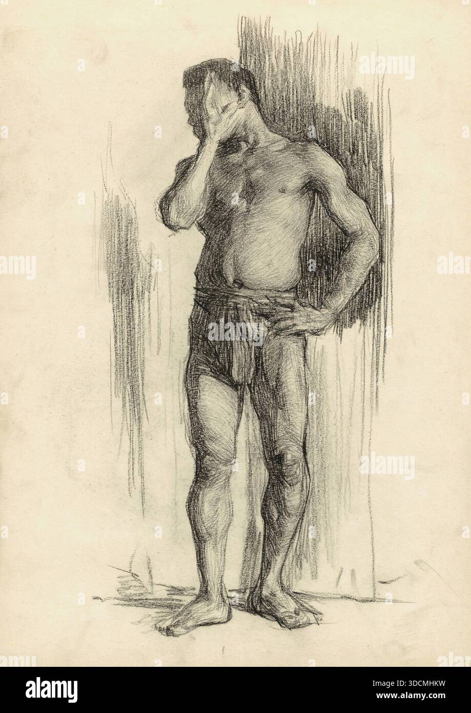 Marius Bauer - Staande Naakte Man Foto Stock