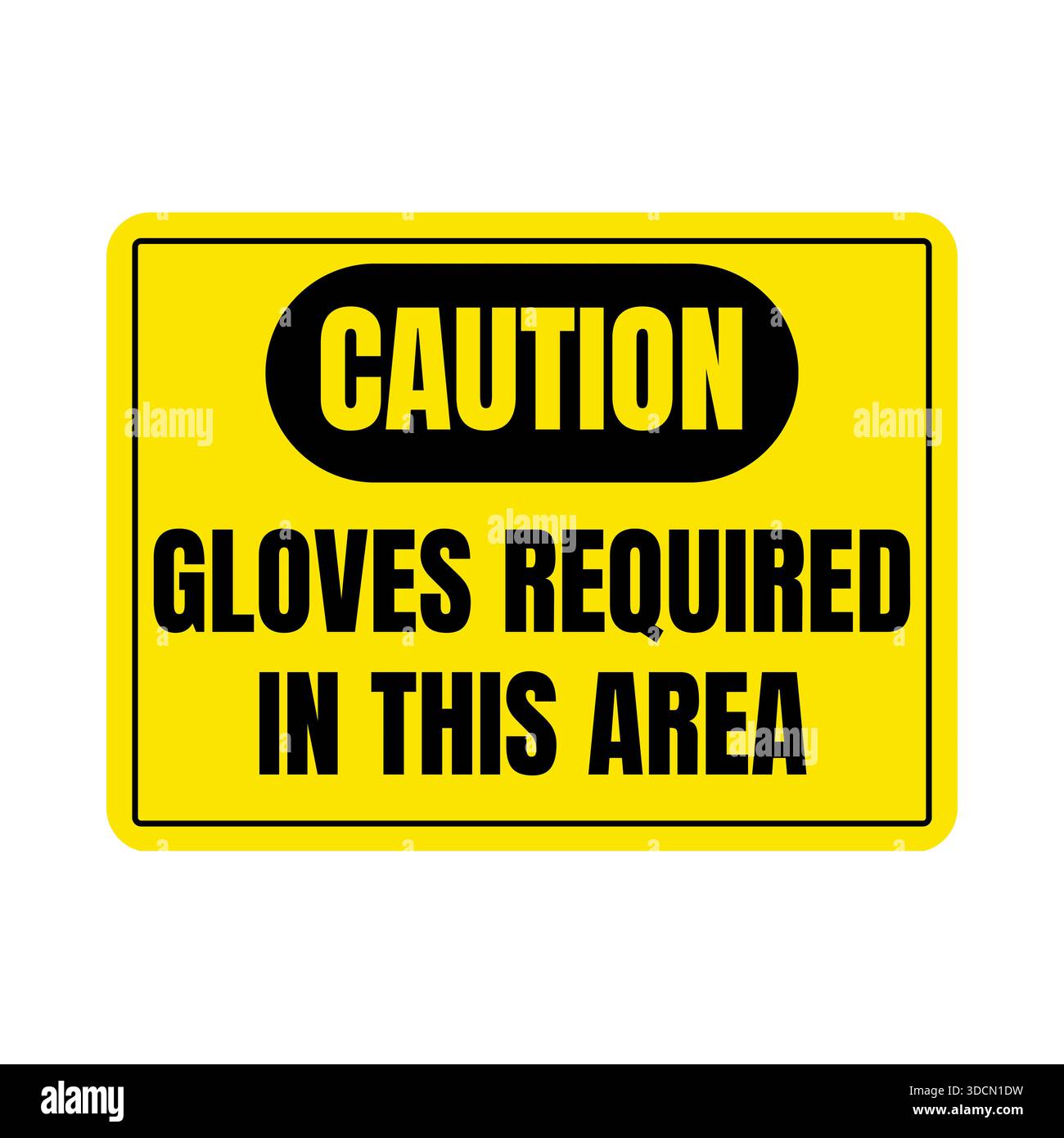 Attenzione guanti necessari in questa area segnaletica Foto Stock