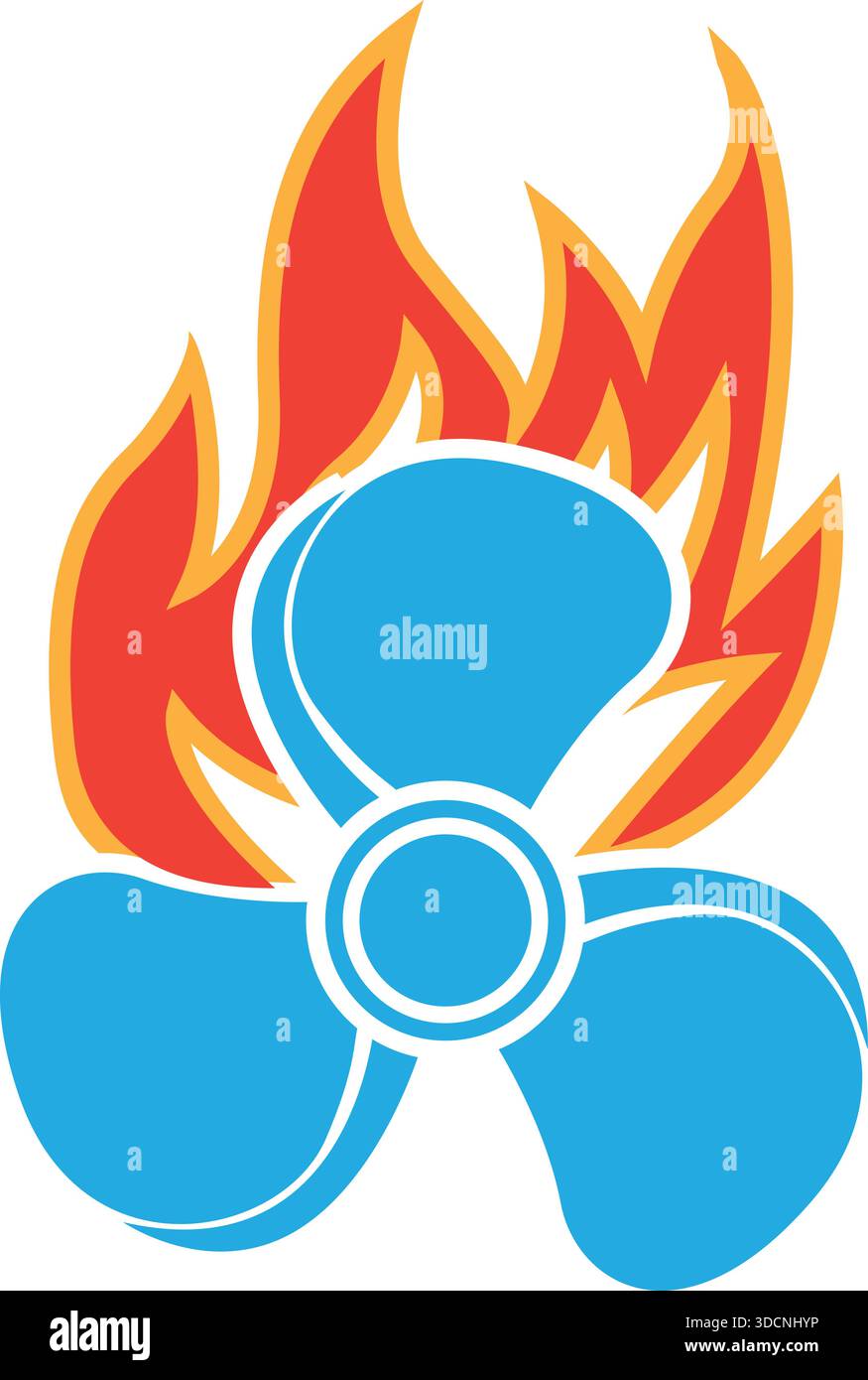 Modello di design moderno con logo Vector icona energia ventilatore antincendio Illustrazione Vettoriale