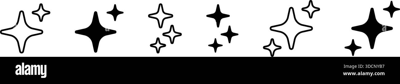 Set di icone AI Stars. Simbolo dell'intelligenza artificiale. Segnale digitale ai robot. Icona della stella magica. Segnale assistente intelligente. Elemento grafico moderno. Vettore Illustrazione Vettoriale