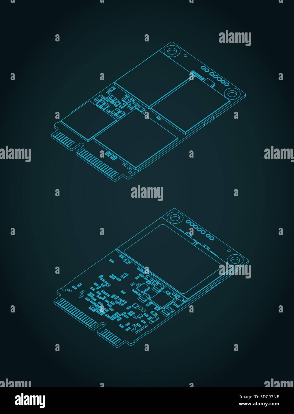Disegni isometrici SSD illustrazione vettoriale stilizzata Illustrazione Vettoriale