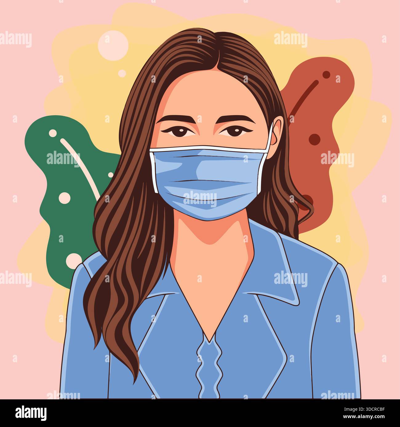 donna igienica che indossa una maschera per proteggersi dai virus, per rimanere in salute Illustrazione Vettoriale