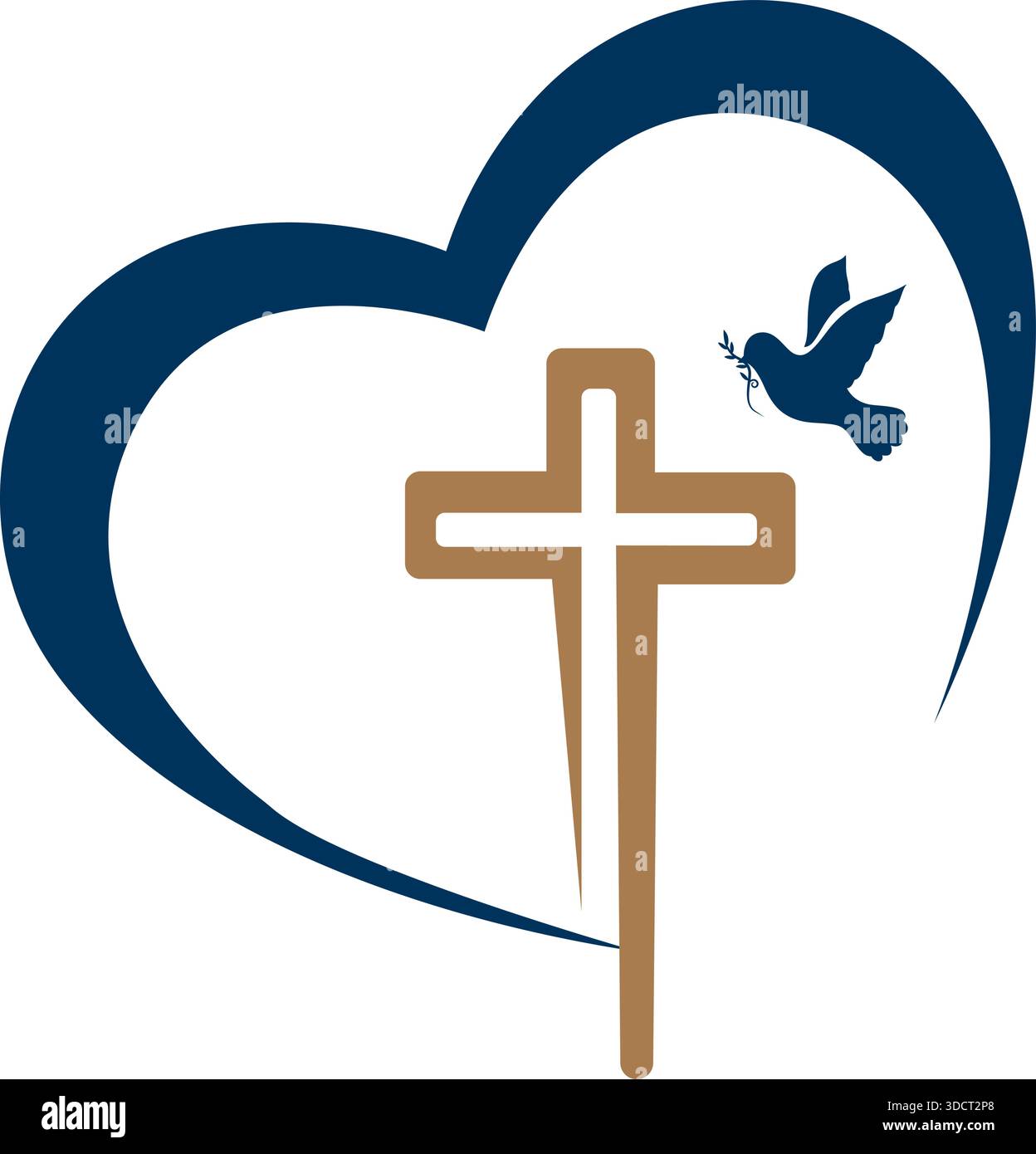 Modello di design moderno con logo Love Heart Cross Faith Icon Vector Illustrazione Vettoriale