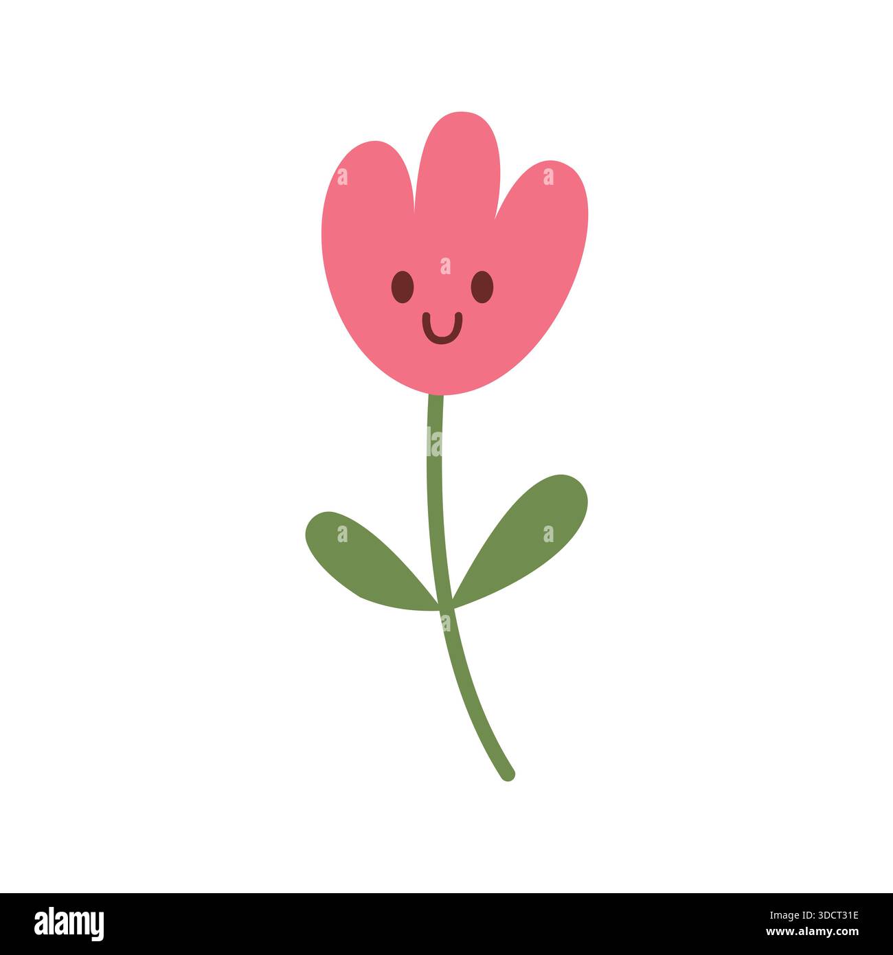 Simpatica illustrazione disegnata a mano con un fiore sorridente Illustrazione Vettoriale