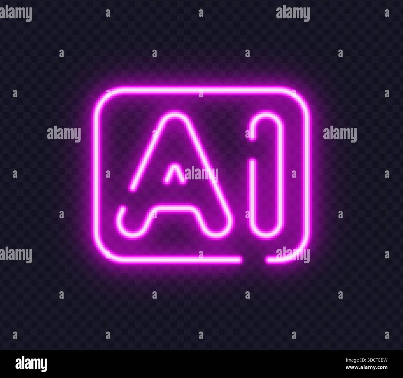 L'intelligenza artificiale al neon rosa è caratterizzata da un moderno stile vettoriale, perfetto per progetti tecnologici e grafica per l'innovazione digitale. Il bagliore luminoso mette in risalto temi futuristici Illustrazione Vettoriale