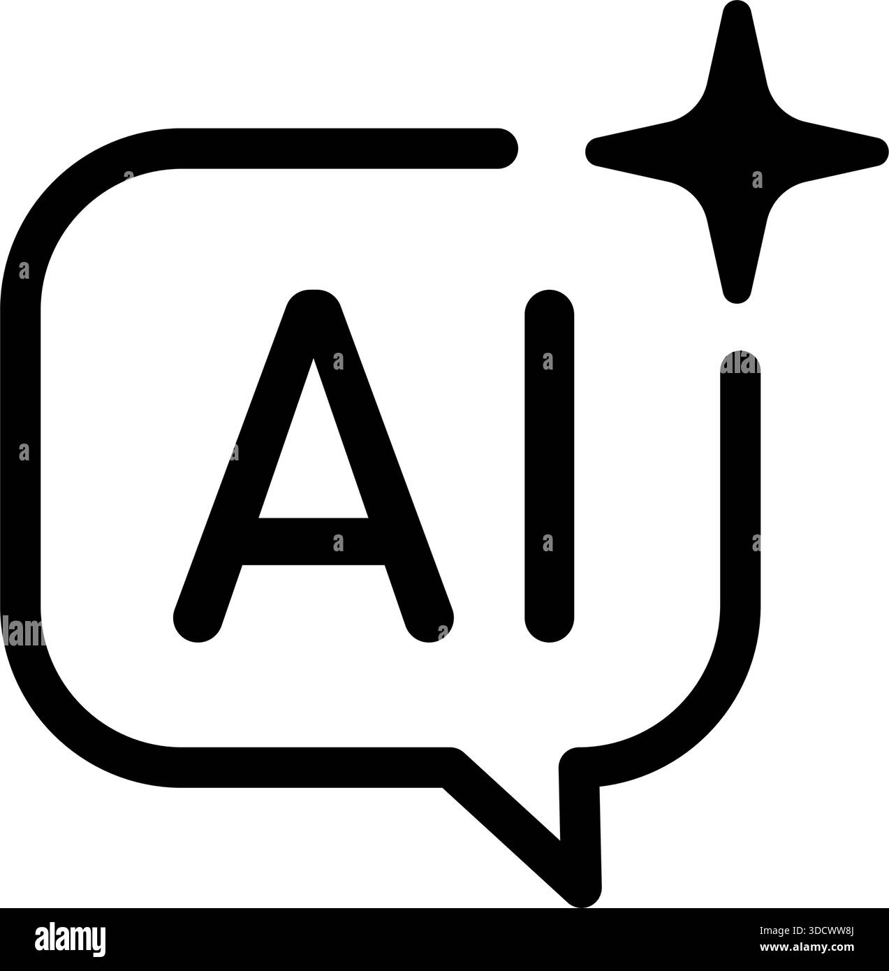 Icona chat AI STAR. Simbolo dell'intelligenza artificiale. Segnale robot IA digitale viola blu gradiente. Assistente vocale intelligente Magic Star. Elemento di progettazione Illustrazione Vettoriale