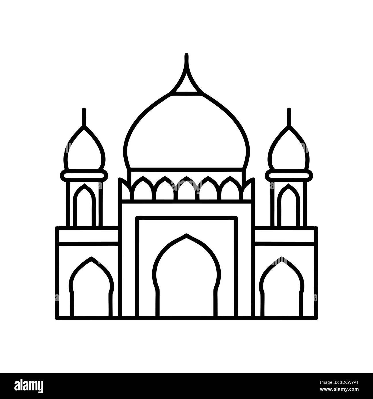 Illustrazione d'arte Mosque Line Illustrazione Vettoriale