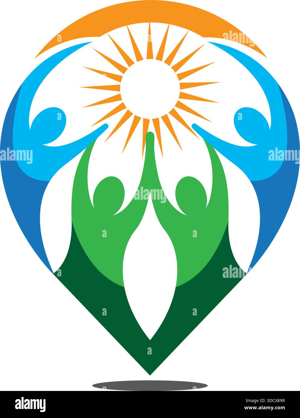 Icona Design modello di crescita Eco Vector Logo Sun Drop natura umana Illustrazione Vettoriale