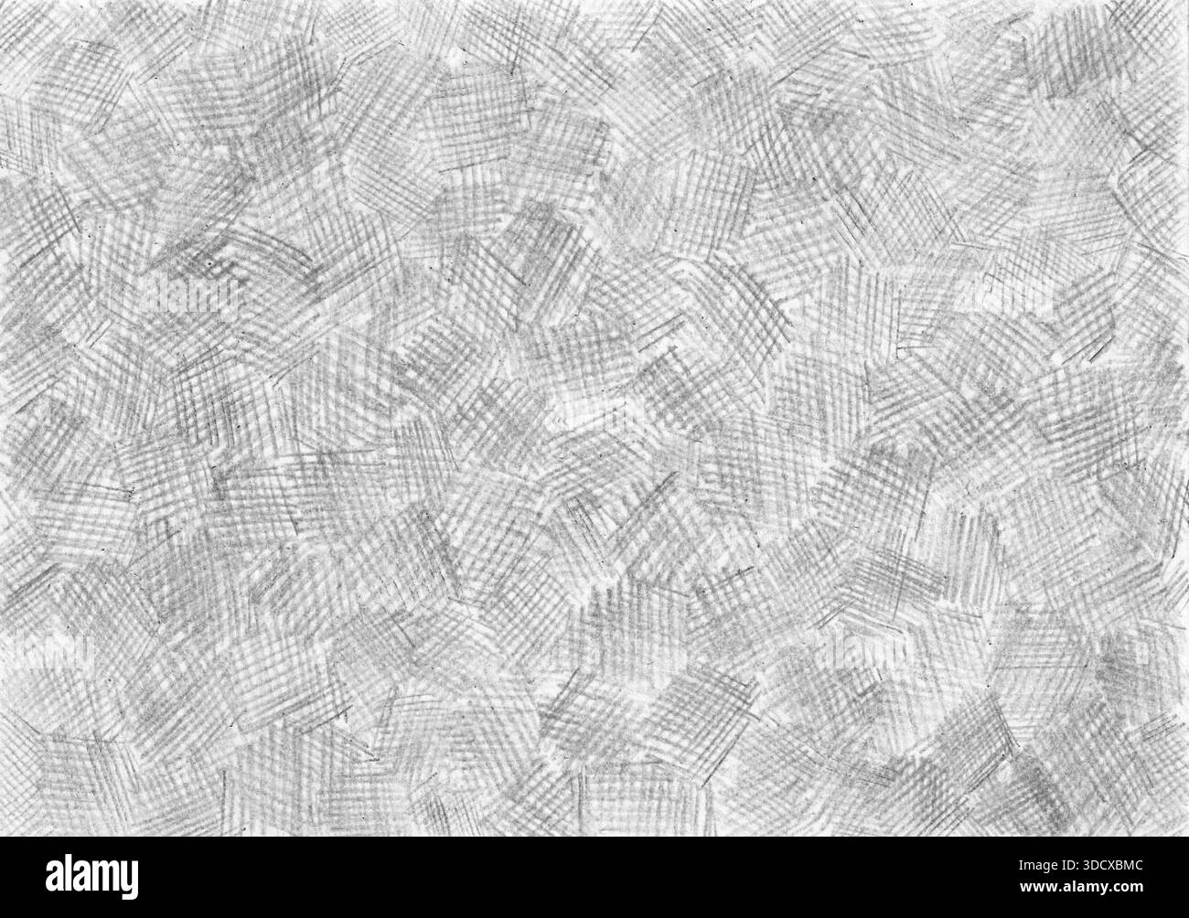 Texture di sfondo astratta disegnata a mano con tratti a croce a matita. Disegno in scala di grigi o ripetizione di schizzo. Ideale per gli oggetti in difficoltà, artistici Foto Stock