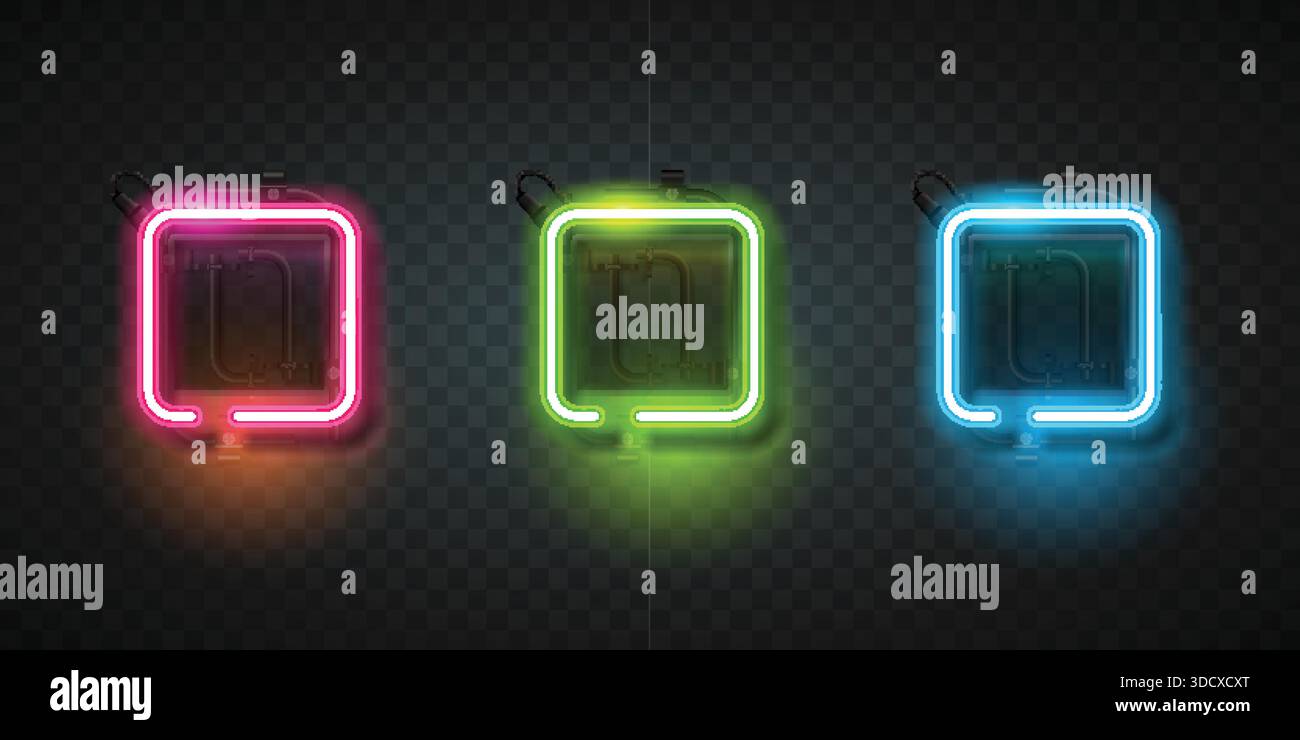 Banner HUD orizzontale al neon luminoso con elementi di interfaccia digitali futuristici. Perfetto per design UI/UX tecnologico, overlay di gioco e intestazioni Web. Illustrazione Vettoriale