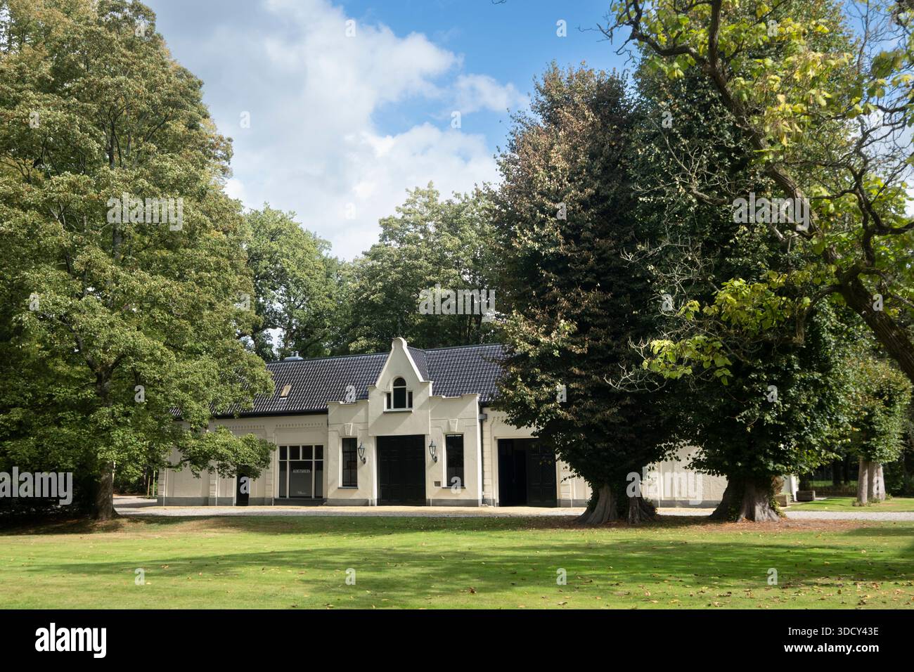 Carrozza presso la tenuta Klein Jagtlust nell'area di Oranjewoud Park vicino a Heerenveen, Paesi Bassi Foto Stock