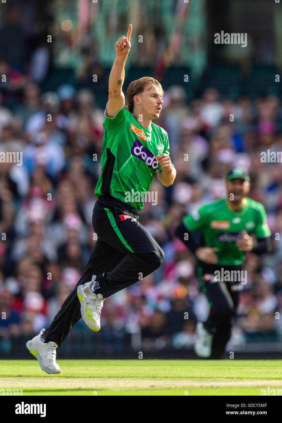 Sydney, NSW, Australia. 26 dicembre 2025. TOM CURRAN di Melbourne Stars celebra il wicket durante la partita di Big Bash League tra Sydney Sixers e Melbourne Stars. (Credit Image: © Stephane Thomas/ZUMA Press Wire) SOLO PER USO EDITORIALE! Non per USO commerciale! Foto Stock