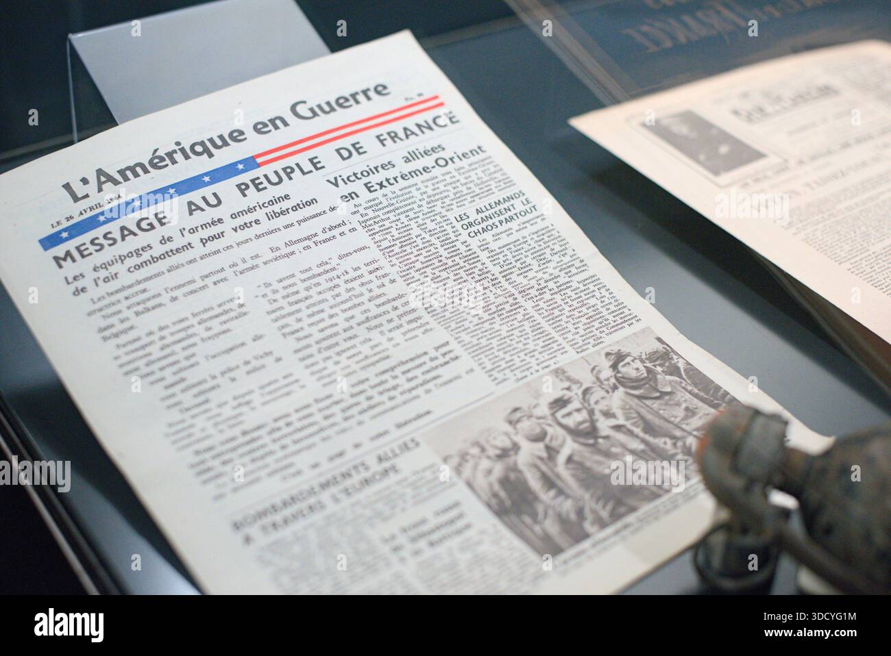 Francia, Sainte-Marie du Mont, 2024-04-10. Diario della resistenza della seconda guerra mondiale. Fotografia di Sebastien Pignol Foto Stock