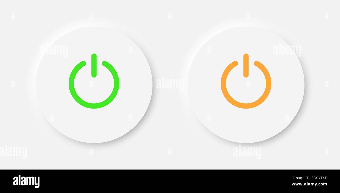 Pulsanti di accensione e spegnimento in stile pneumatico. Illustrazione vettoriale Illustrazione Vettoriale