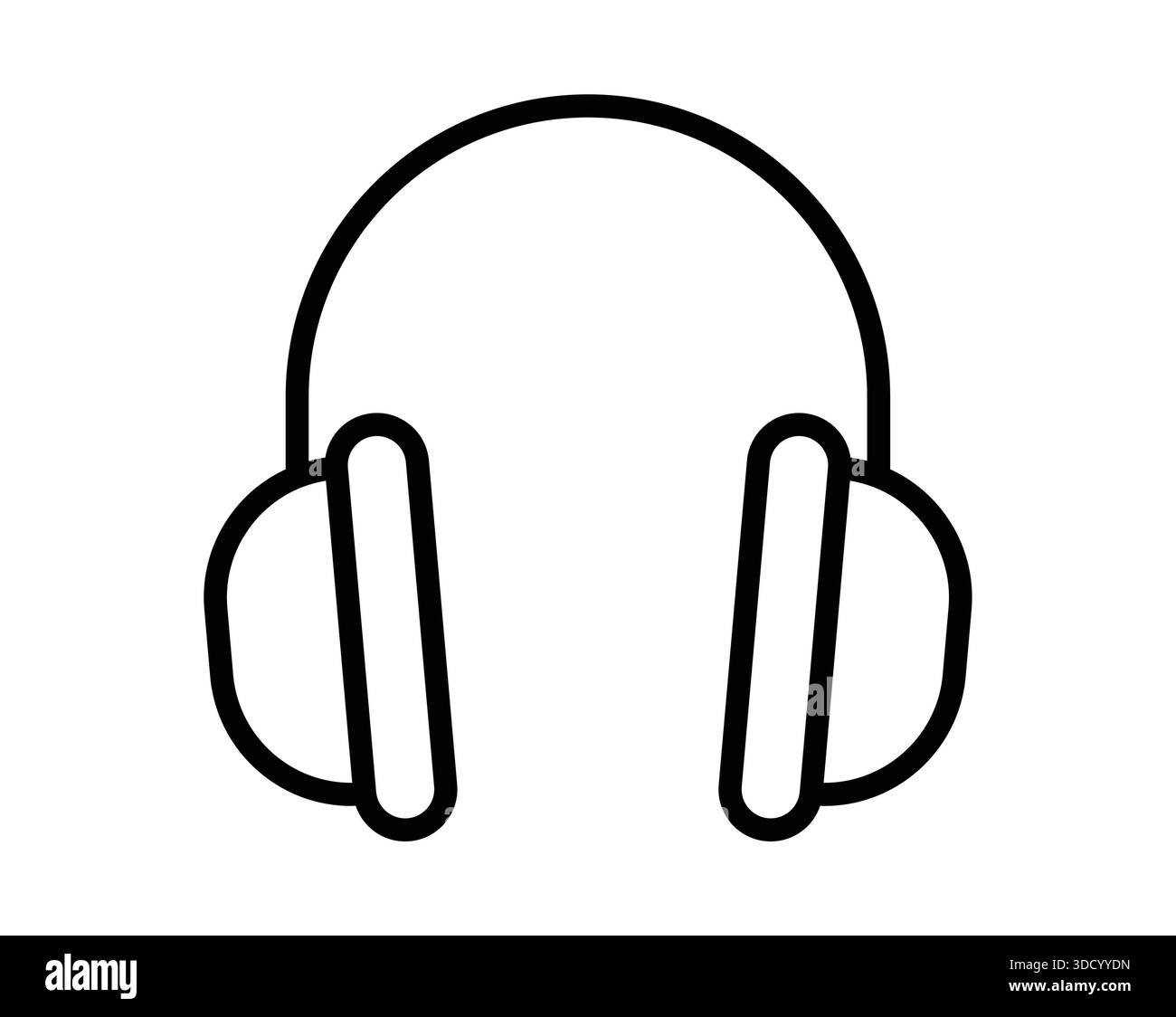 Questa immagine presenta una linea nera minimalista di cuffie sovrauricolari, perfette per rappresentare la tecnologia audio e il piacere della musica in un modo semplice Illustrazione Vettoriale