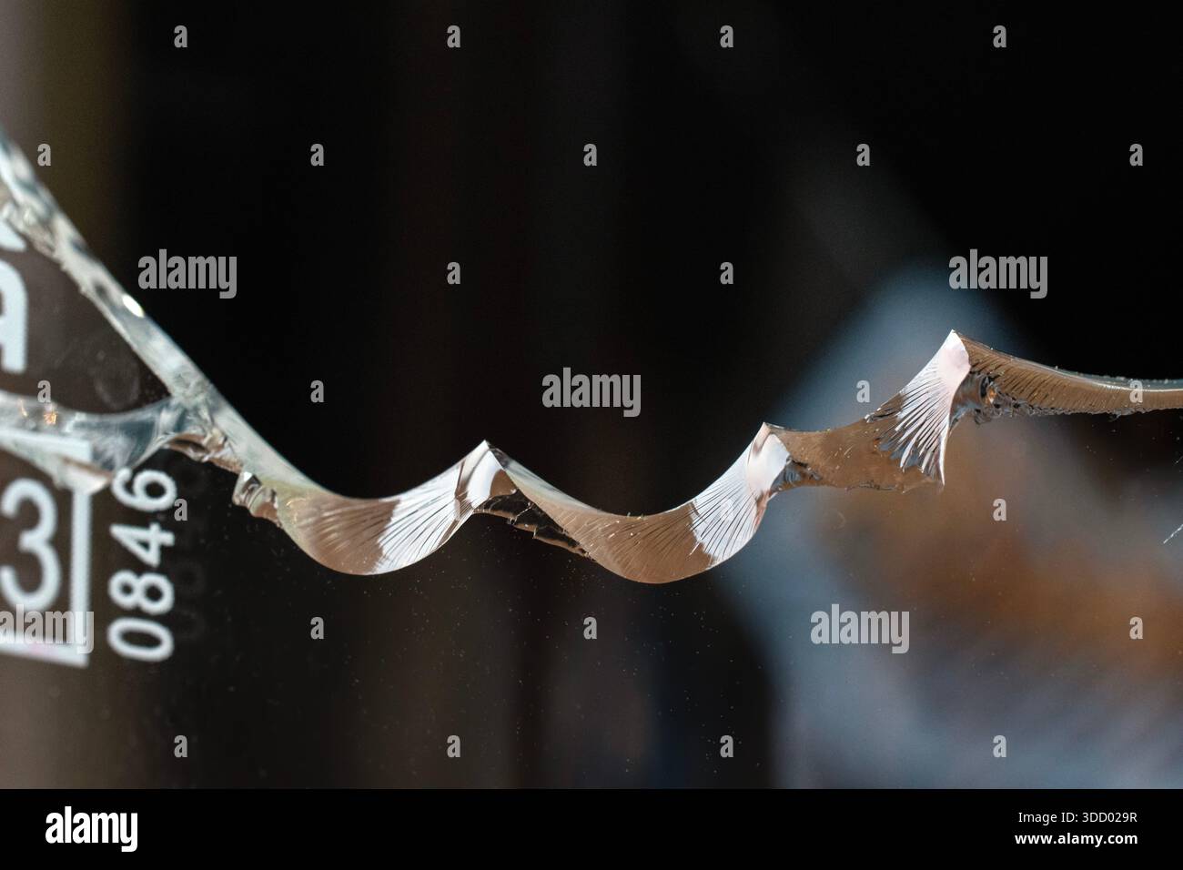 Primo piano del vetro rotto Foto Stock