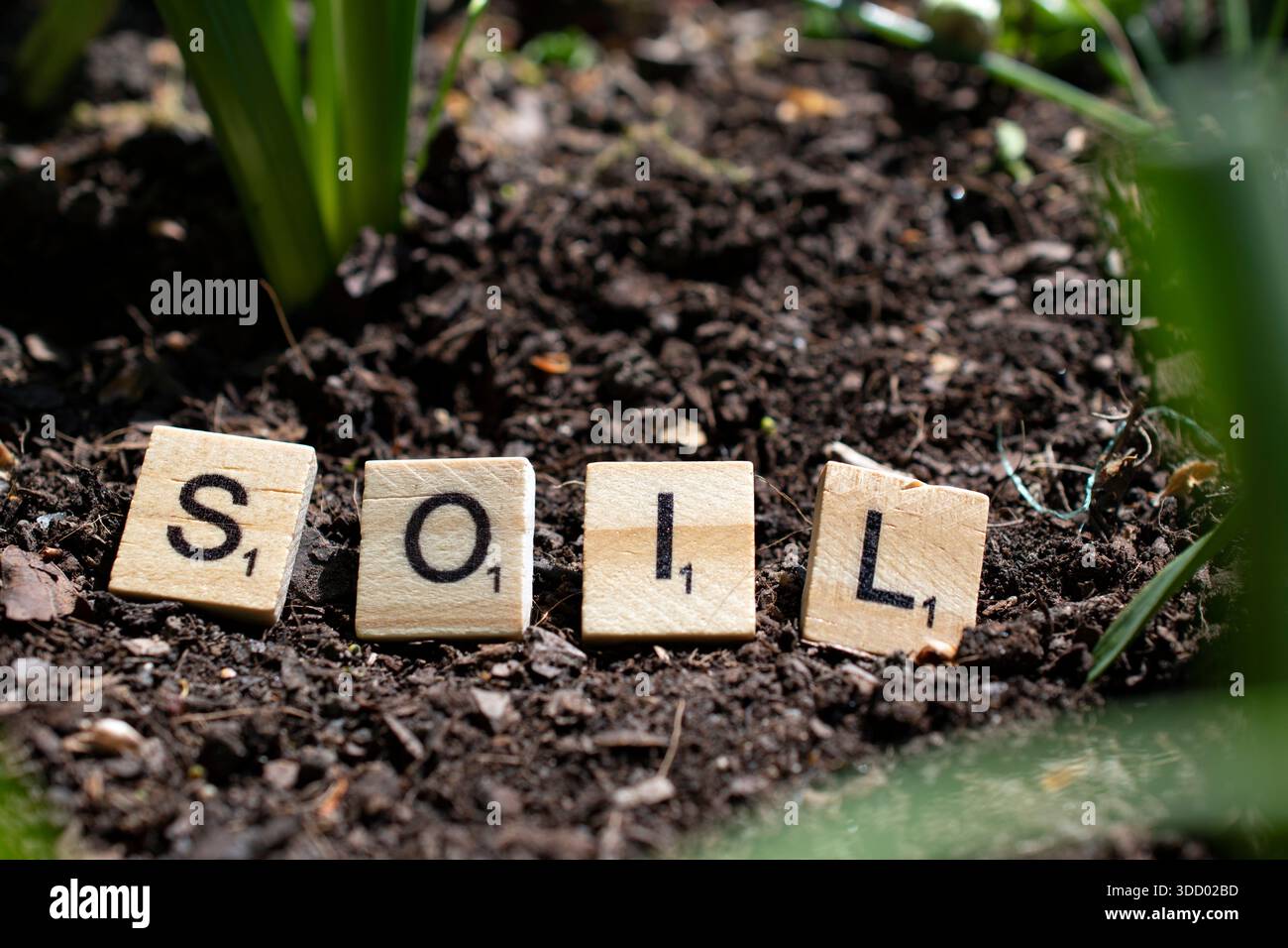 Concetto di ambiente e suolo - piastrelle codificabili che scrivono "suolo" Foto Stock