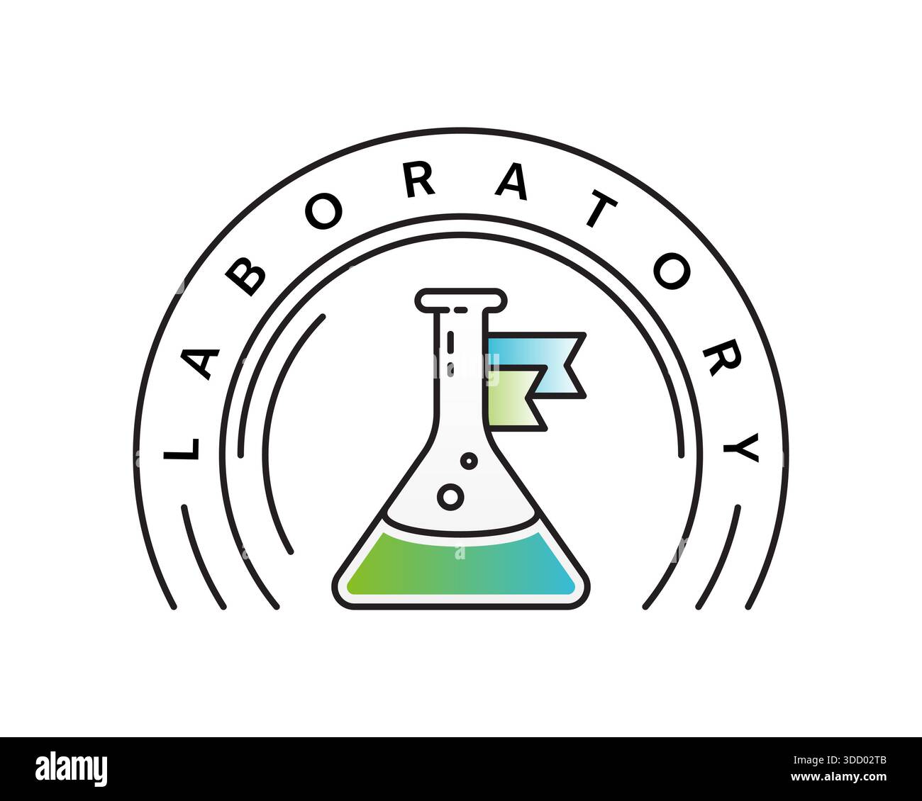 laboratorio word e provetta colorata intorno al cerchio. provetta di prova e concetto di laboratorio. provetta per analisi e laboratorio Foto Stock
