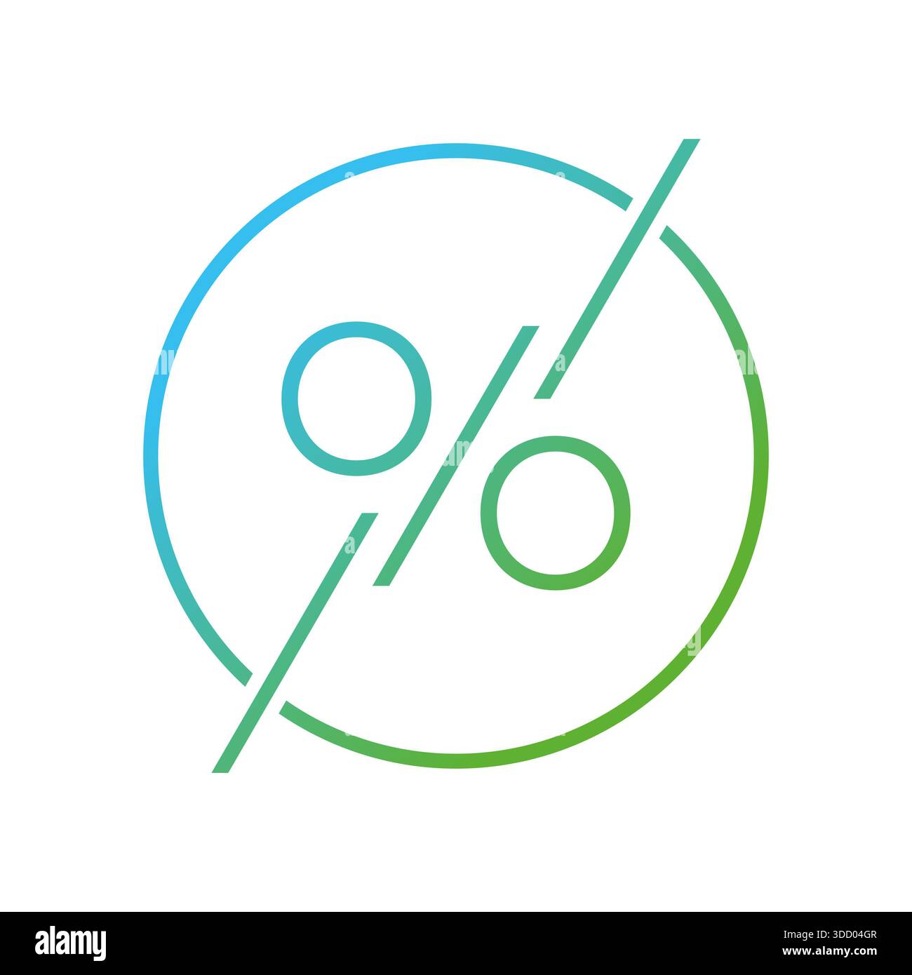 Simbolo percentuale gradiente blu e verde. concetto di simbolo percentuale vettoriale Foto Stock