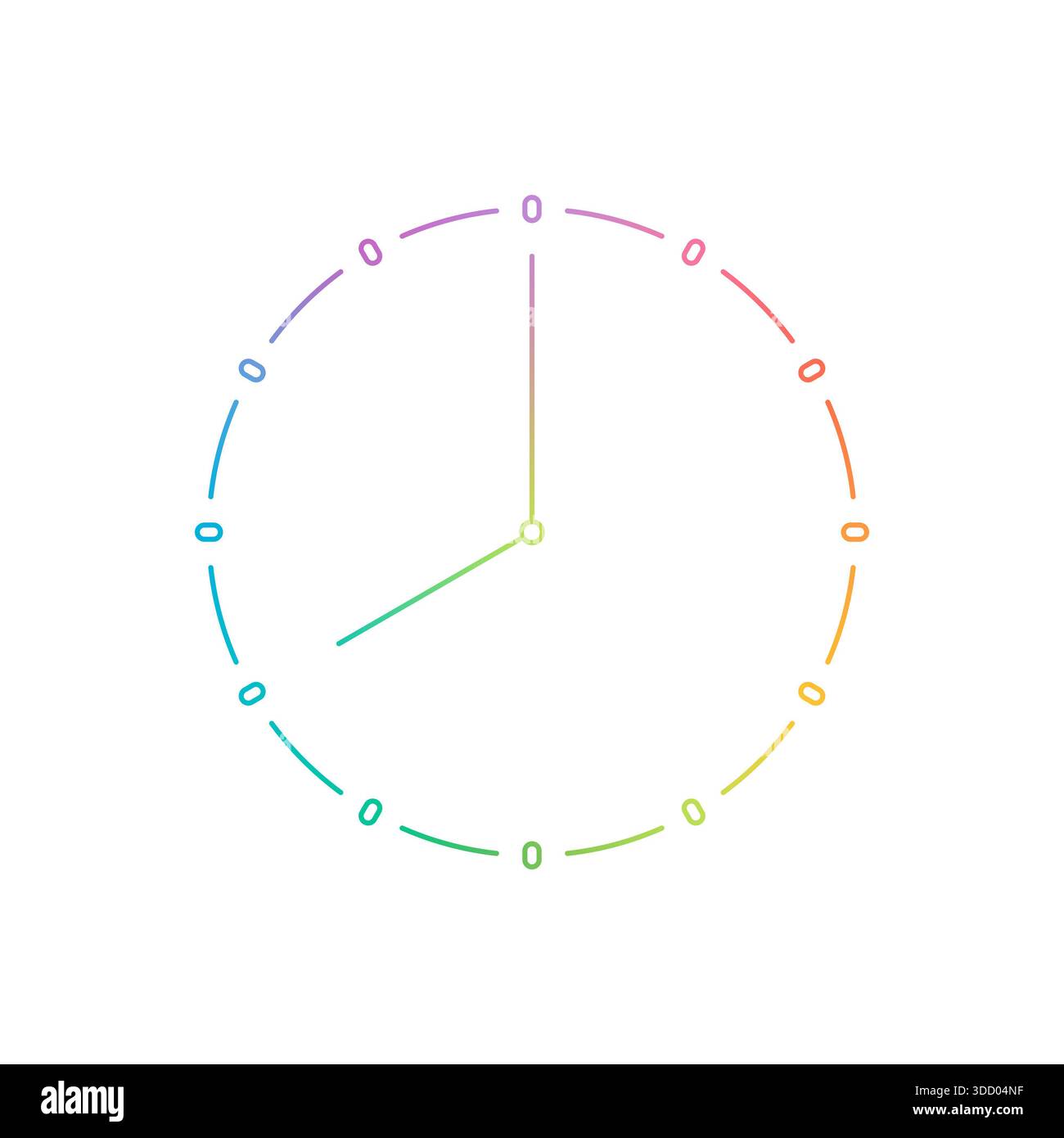 concetto di orologio da parete a gradiente colorato. interfaccia di clock analogica sottile Foto Stock