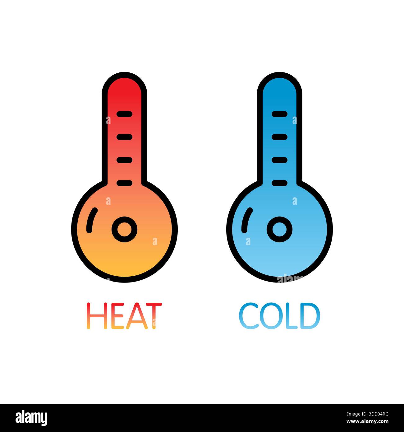 simbolo del termometro carino, paffuto e caldo. simbolo carino del termometro freddo Foto Stock