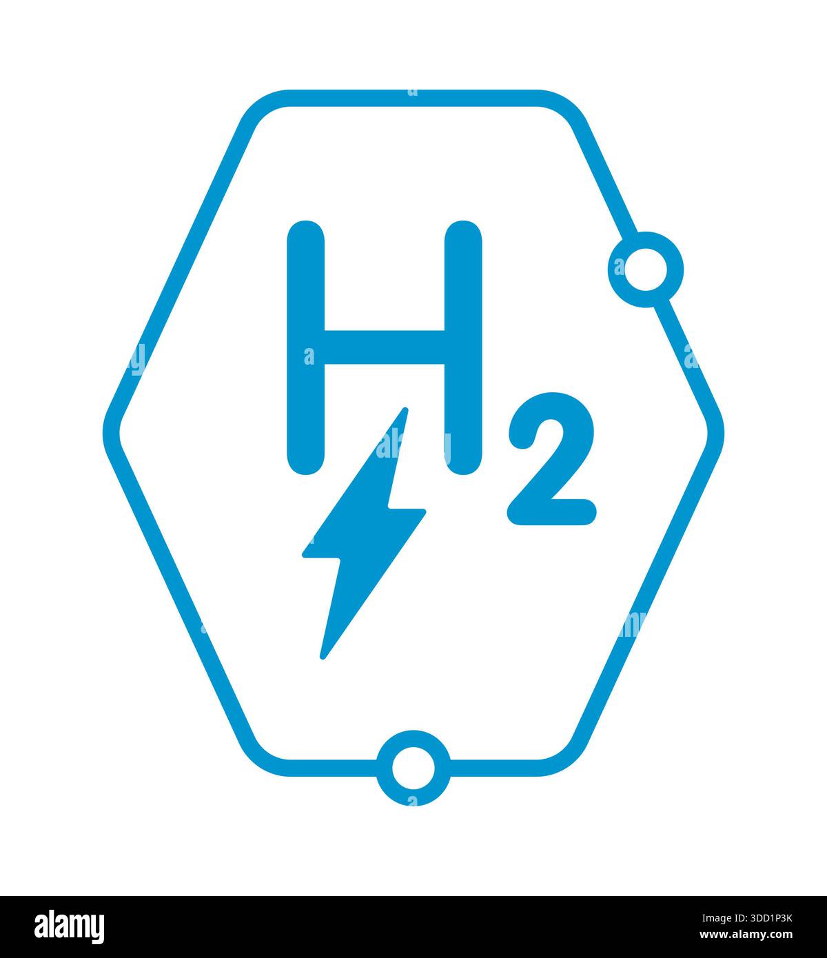 Concetto di simbolo dell'idrogeno e del fulmine H2. logo energia idrogeno Foto Stock