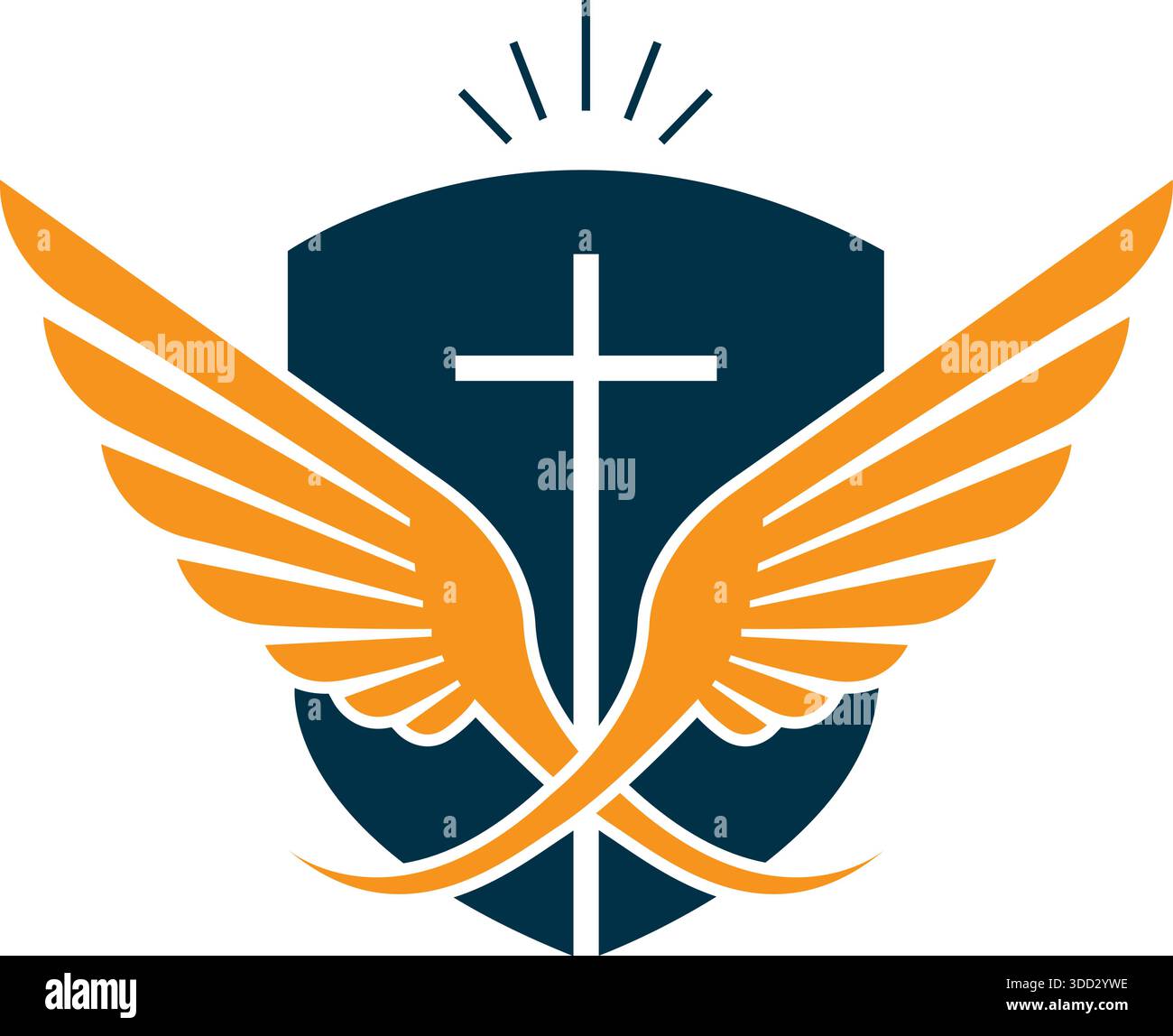 Wing Cross Religion Logo Template Faith Church Vector Design Illustrazione Vettoriale