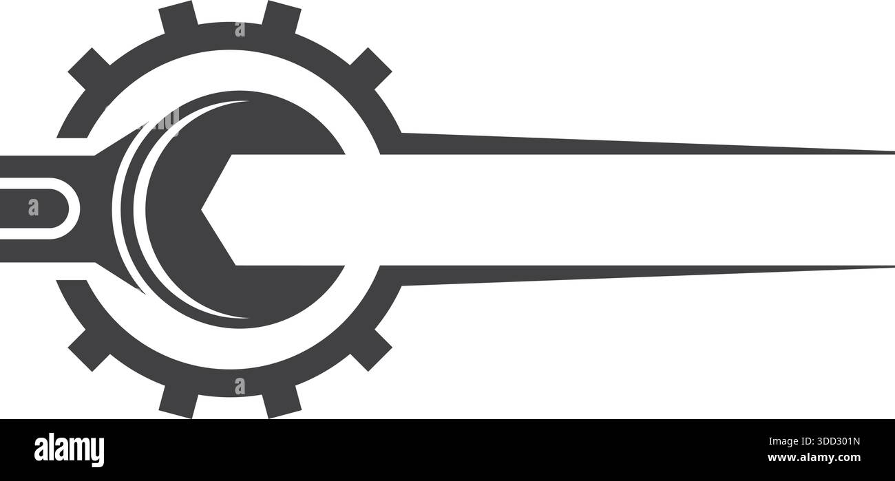 Gear Line Engineering Logo Design modello industriale Vector Illustrazione Vettoriale