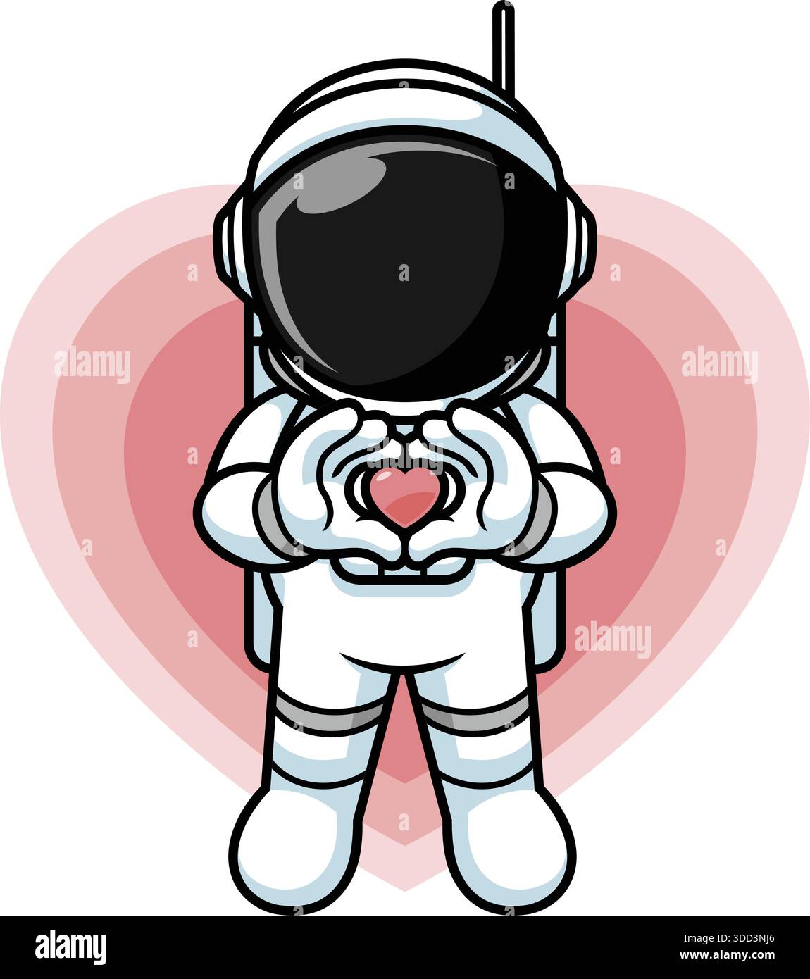 Illustrazione Cartoon Astronaut Making Heart Hands Gesture Illustrazione Vettoriale