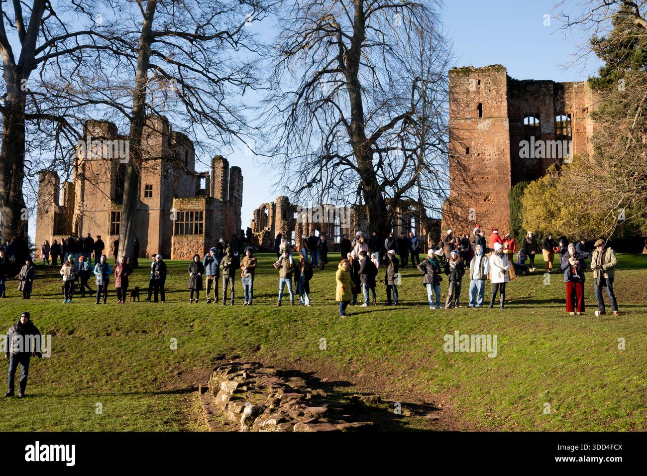 Castello di Kenilworth il giorno di Santo Stefano, Warwickshire, Inghilterra, Regno Unito Foto Stock