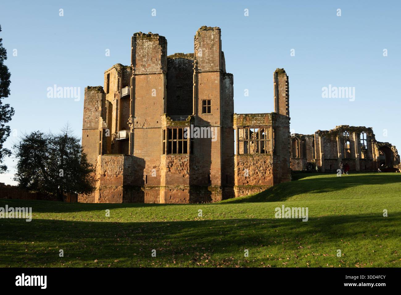Il Castello di Kenilworth in inverno, Warwickshire, Inghilterra, Regno Unito Foto Stock