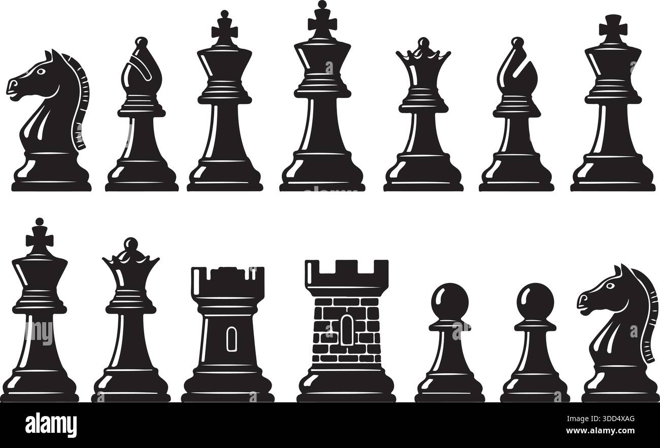 Grafica vettoriale con scacchi strategici - simboli di gioco professionali per il design Illustrazione Vettoriale