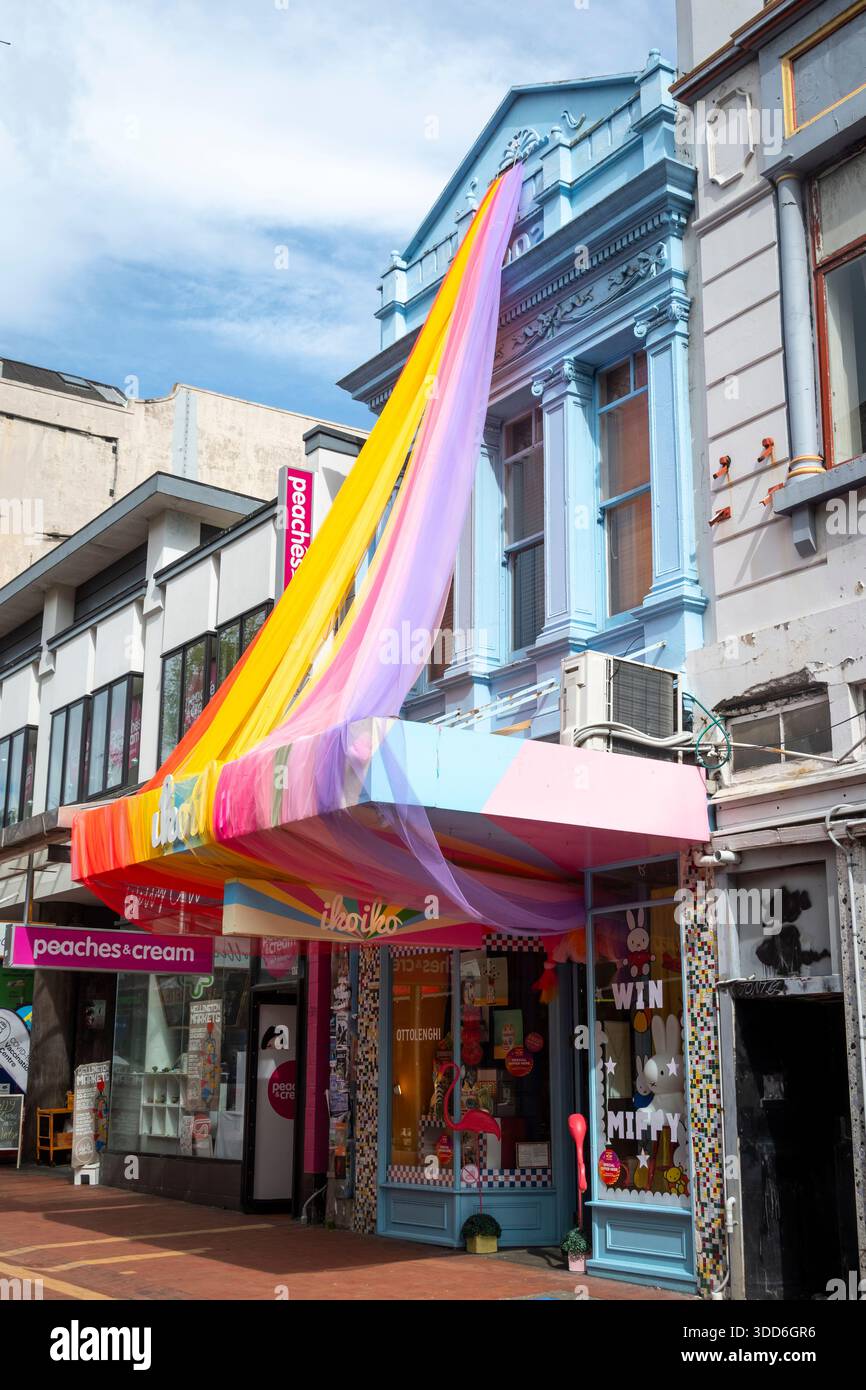 Negozio di articoli da regalo decorato, Cuba Street, Wellington, nuova Zelanda Foto Stock