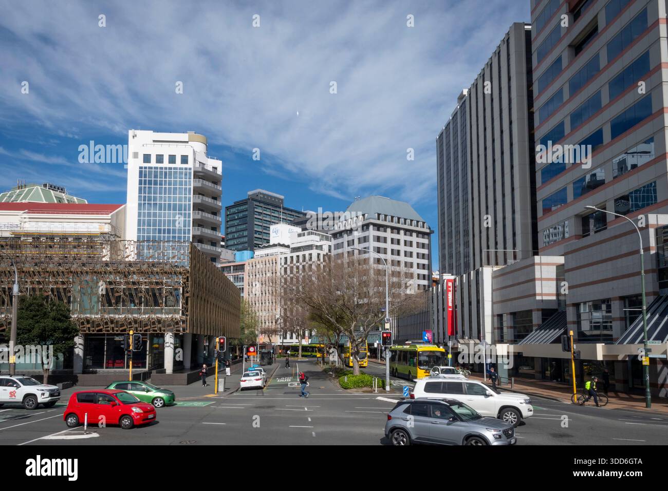 Streetscape, Lambton Quay, Wellington, nuova Zelanda Foto Stock