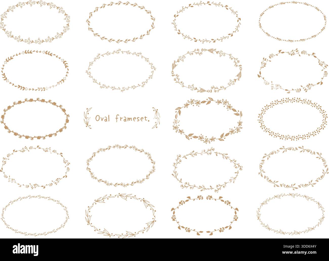 Una cornice di piante dai colori calmi. Marrone chiaro. Illustrazione Vettoriale