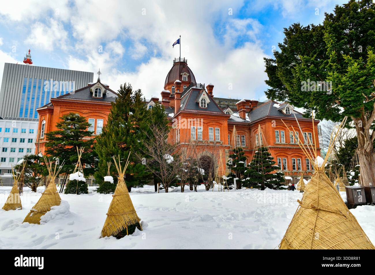 Vista dell'ex Ufficio governativo di Hokkaido durante l'inverno a Sapporo, Hokkaido, Giappone Foto Stock